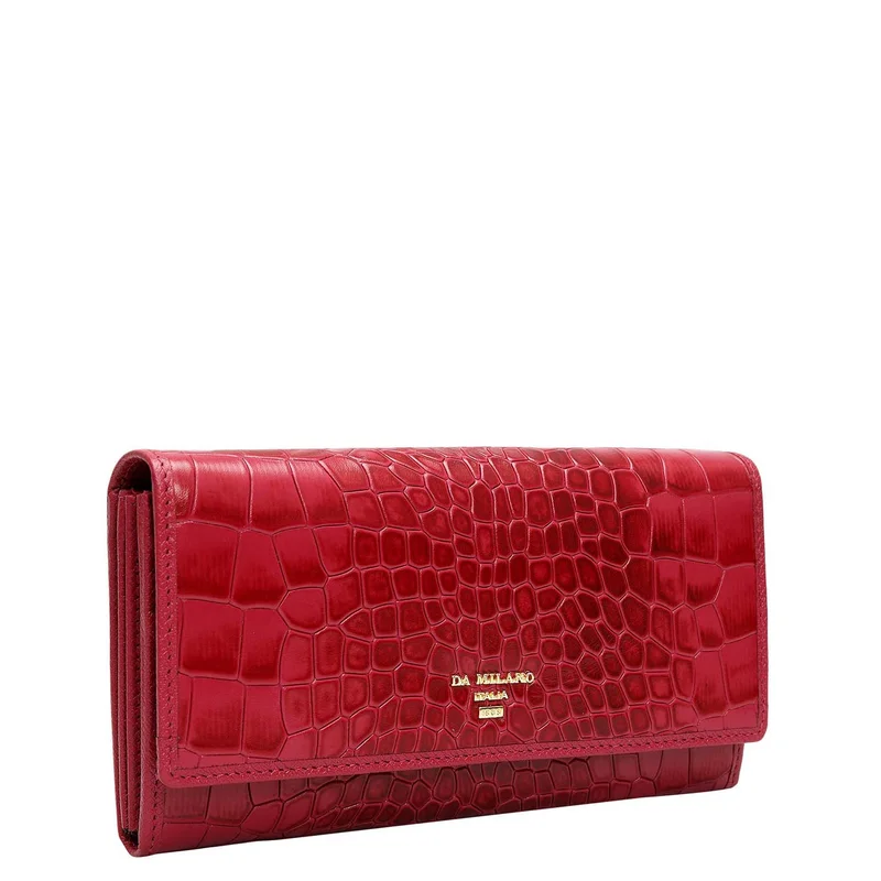 Da Milano Croco Leather Ladies Wallet - Plumberry